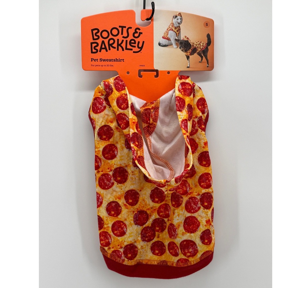 Boots & Barkley Pet Sweatshirt Pizza Print Hooded Dog Cat Costume Size Small